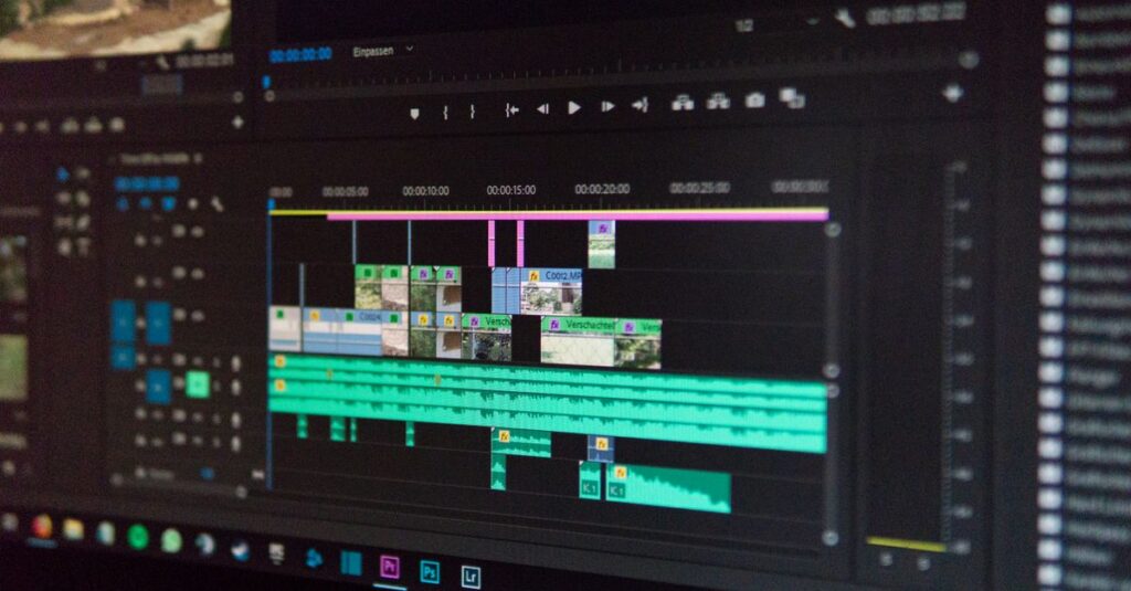 pexels photo 1188751 1188751 Close-up of a video editing timeline interface on a computer screen, showcasing professional software in action.